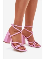 Dámské sandály na podpatku s pásky růžové model 21698669 - Boto Dámské sandály na podpatku s pásky růžové model 21698669 - Boto