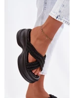 dámské pantofle na platformě s pásky Černé model 22037707 - Boto