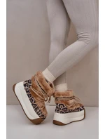 Kožené Dámské Sněhule Na Silné Podešvi S Kožešinou Leopard Big Star Hnědé Kožené Dámské Sněhule Na Silné Podešvi S Kožešinou Leopard Big Star Hnědé
