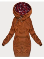 Dlouhá dámská mikina v karamelové barvě (AMG-738/1)