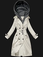 Klasický trenčkot s odnímatelnou kapucí Goodlookin light beige (T2-2252#-12)