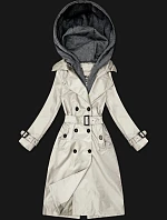 Klasický trenčkot s odnímatelnou kapucí Goodlookin light beige (T2-2252#-12)
