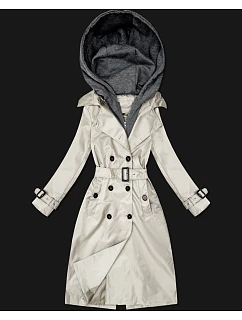 Klasický trenčkot s odnímatelnou kapucí Goodlookin light beige (T2-2252#-12)