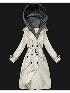 Klasický trenčkot s odnímatelnou kapucí Goodlookin light beige (T2-2252#-12)