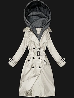 Klasický trenčkot s odnímatelnou kapucí Goodlookin light beige (T2-2252#-12)