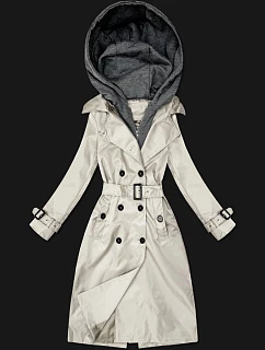 Klasický trenčkot s odnímatelnou kapucí Goodlookin light beige (T2-2252#-12)