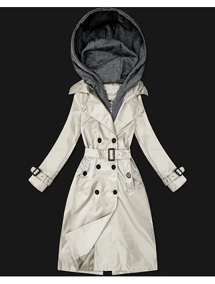 Klasický trenčkot s odnímatelnou kapucí Goodlookin light beige (T2-2252#-12) Klasický trenčkot s odnímatelnou kapucí Goodlookin light beige (T2-2252#-12)