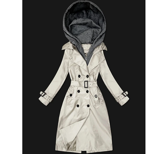 Klasický trenčkot s odnímatelnou kapucí Goodlookin light beige (T2-2252#-12) Klasický trenčkot s odnímatelnou kapucí Goodlookin light beige (T2-2252#-12)