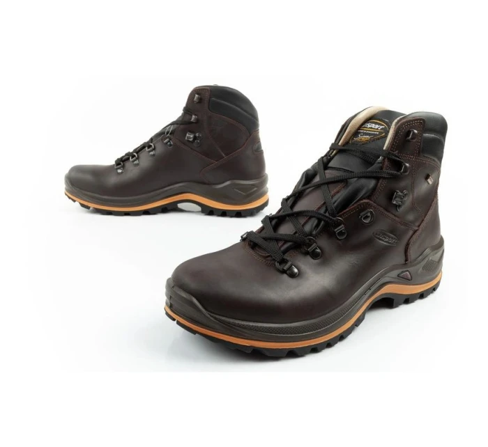 Grisport Marrone pánské trekové boty kožené nepromokavé kotníkové boty