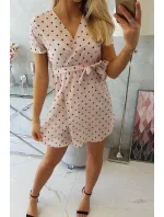 Pudrově růžové puntíkované šaty