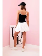 Dámské šaty na ramínkách s rozevlátou bavlněnou sukní - černé Dámské šaty na ramínkách s rozevlátou bavlněnou sukní - černé