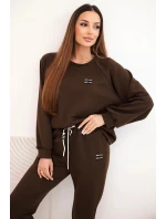 Dámský komplet z viskózy s mikinou a kalhotami hnědý