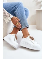 Dámské Tenisky Na Platformě S Motýlem Bílá-Zlatá Naritevia