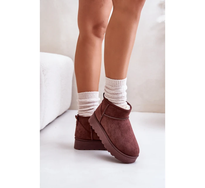 Dámské Sněhule Na Platformě Zateplené Kožíškem Tmavě Hnědé model 21672069 - Boto Dámské Sněhule Na Platformě Zateplené Kožíškem Tmavě Hnědé model 21672069 - Boto