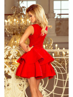 Exkluzivní šaty s krajkovým výstřihem Numoco CHARLOTTE - červené