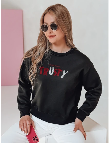 Dámská oversize mikina s výšivkou SOFTRUS černá FashionStreet BY1408