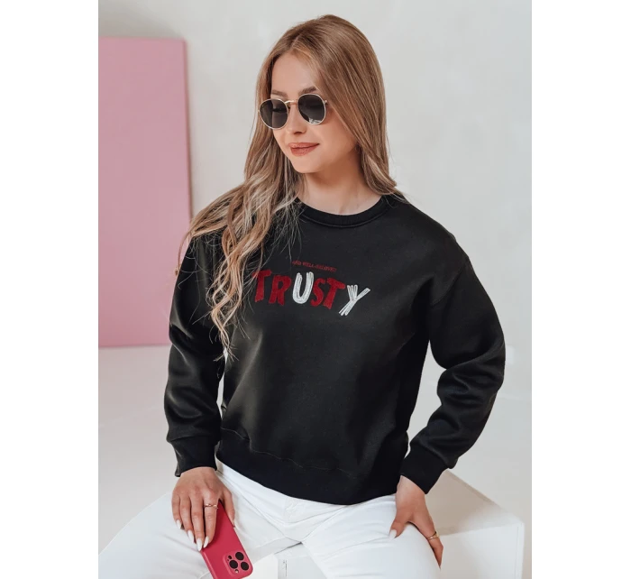 Dámská oversize mikina s výšivkou SOFTRUS černá FashionStreet BY1408