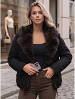 Dámská zimní bunda s odnímatelným límcem, černá, FashionStreet TY6072