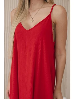 Mušelínové šaty na ramínka červený