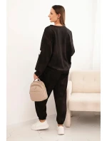 Dámská oversize souprava z viskózy s efektem praní černá Dámská oversize souprava z viskózy s efektem praní černá