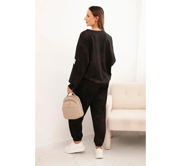 Dámská oversize souprava z viskózy s efektem praní černá Dámská oversize souprava z viskózy s efektem praní černá