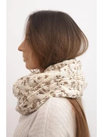 Dámský vlněný melírovaný silný šál na zimu KN24 světlé béžový