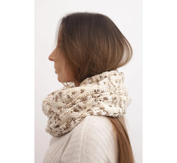 Dámský vlněný melírovaný silný šál na zimu KN24 světlé béžový