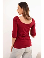 Halenka s kulatým výstřihem bordová