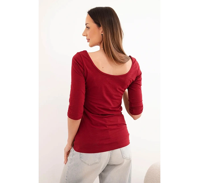 Halenka s kulatým výstřihem bordová