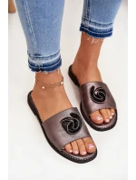 Dámské Pantofle Na Plochém Podpatku S Ozdobným Grafitové model 21698269 - S.Barski Dámské Pantofle Na Plochém Podpatku S Ozdobným Grafitové model 21698269 - S.Barski