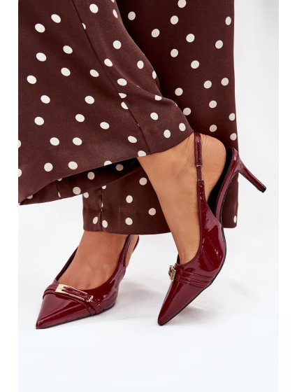 Lodičky Na Jehlovém Podpatku Se Zlatou Bordové model 21704634 - Boto