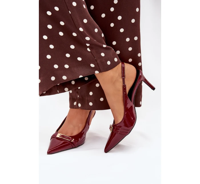 Lodičky Na Jehlovém Podpatku Se Zlatou Bordové model 21704634 - Boto