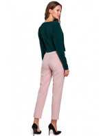 K035 Kalhoty s elastickým pasem - krepová růžová