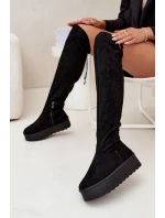 Dámské kozačky nad kolena na platformě Big Star – černé