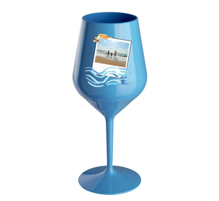 Personalizovaná nerozbitná sklenice s polaroidem z dovolené