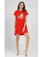 Dámská noční košile s krátkým rukávem Love model 17360693 - Vienetta Dámská noční košile s krátkým rukávem Love model 17360693 - Vienetta