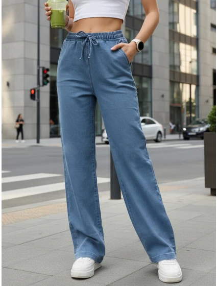 Spodnie damskie z niebieskie model 22016773 - FashionStreet Spodnie damskie z niebieskie model 22016773 - FashionStreet