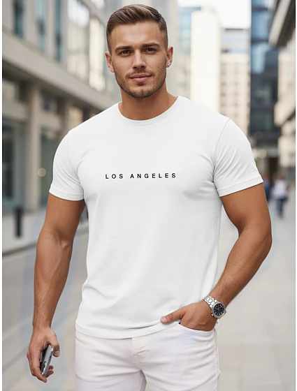 Pánské bavlněné tričko s nápisem Los Angeles bílé FashionStreet NX5099R