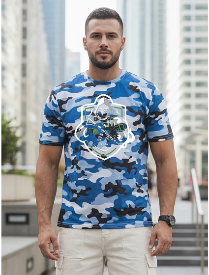 Koszulka męska moro z nadrukiem niebieska model 22221836 - FashionStreet