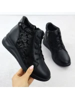 Dámské květované kožené boty na černé model 21905415 - FILIPPO