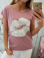 Tmavě růžová halenka s potiskem rtů