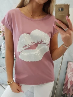 Tmavě růžová halenka s potiskem rtů