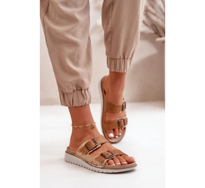 Dámské Pohodlné Sandały S Přezkami Hnědé model 21667972 - Inblu