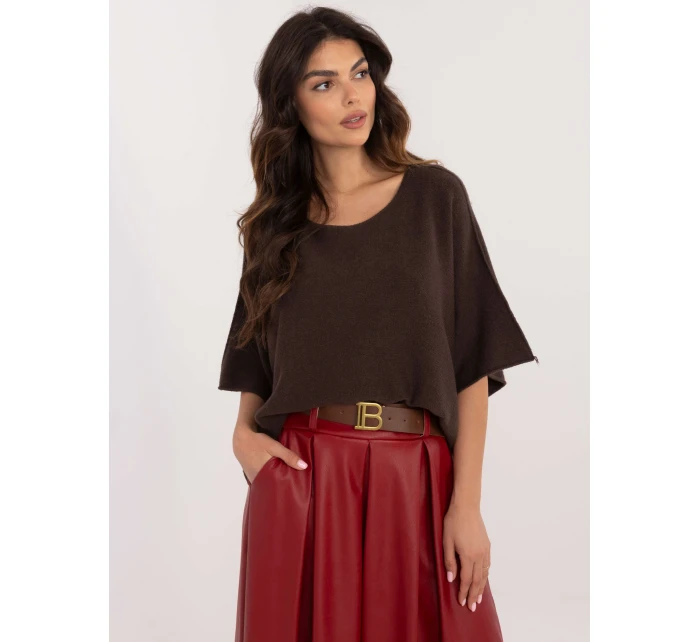 Sweter IT SW model 21877691 ciemny brązowy - FPrice Sweter IT SW model 21877691 ciemny brązowy - FPrice