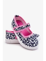 Dětské balerínky na suchý zip v potisku námořnické modré a růžové Selah Dětské balerínky na suchý zip v potisku námořnické modré a růžové Selah