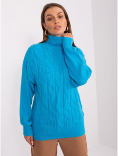 Modrý dámský svetr s manžetami