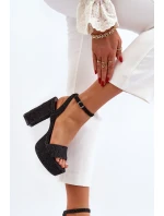 Černé džínové sandály na vysokém podpatku Acrana Černé džínové sandály na vysokém podpatku Acrana