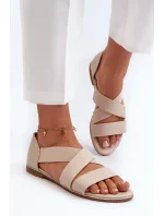 Béžové kožené sandály z Puglia s lemem Béžové kožené sandály z Puglia s lemem