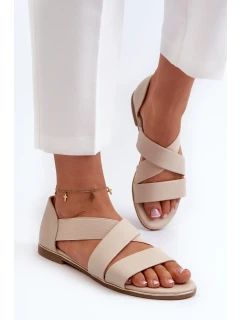 Béžové kožené sandály z Puglia s lemem