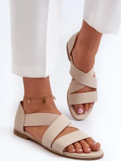 Béžové kožené sandály z Puglia s lemem
